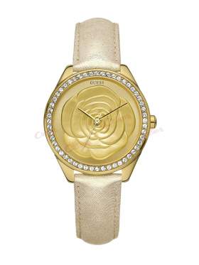 GUESS Mini Crystal Rose Champagne Leather Strap W85076L1