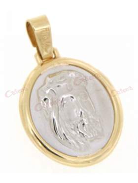 Φυλακτό χρυσό με κεφαλή Χριστού διπλής όψεως με πίσω πλευρά τον Εσταυρωμένο 